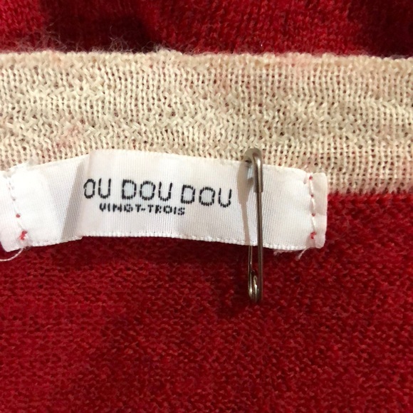 🌻Pou dou dou red wool sweater Sz M - Picture 4 of 5